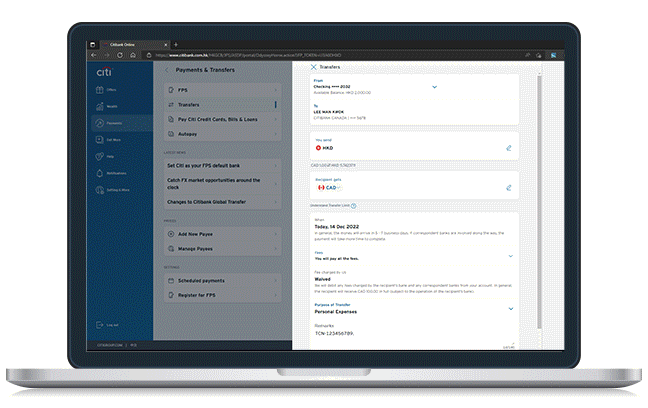 Enter the transfer amount. You may change the debit account by tapping the down arrow at the top of the screen