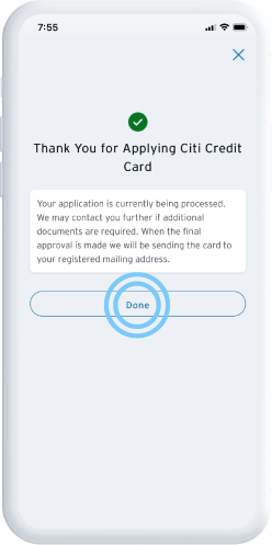 Tap “Done” to submit your application