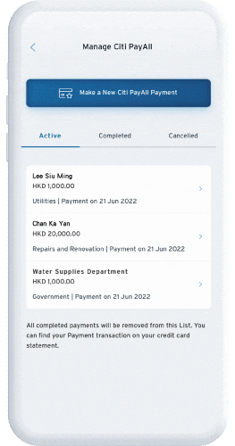 Make a new payment and choose the purpose of payment